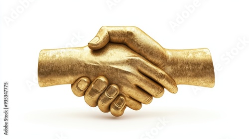 Gold Handshake , Isolated On White Background, Ideal For Business-Themed Designs And Partnership Graphics . Generative ai