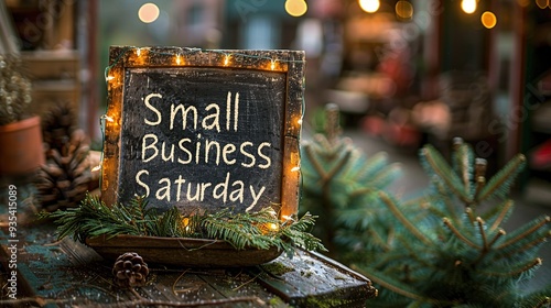 Small Business Saturday Sign at a Festive Market