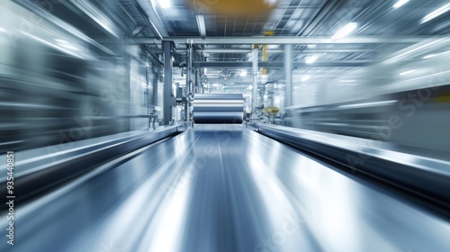 In the scene, light blue rollers are seen on a polyethylene plastic bag production machine.