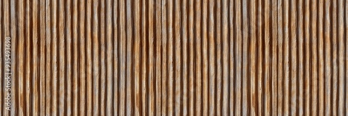 Flutet wood background banner panorama long - Brown wooden acoustic panels wall texture , seamless pattern