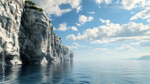 47. Detailed 3D representation of a picturesque coastal cliff with dramatic sea views, displayed on a clean background