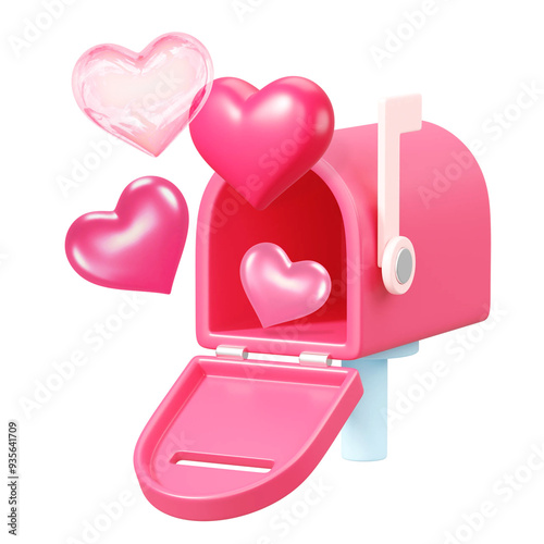 Pink mailbox png bursting heart, transparent background