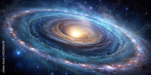 Spiral galaxy at the center of a vast universe, galaxy, cosmic, space, spiral, stars, vast, celestial, astronomical