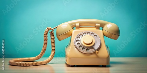 Retro telephone header with rotary dial and cord, vintage, communication, technology, nostalgia, antique