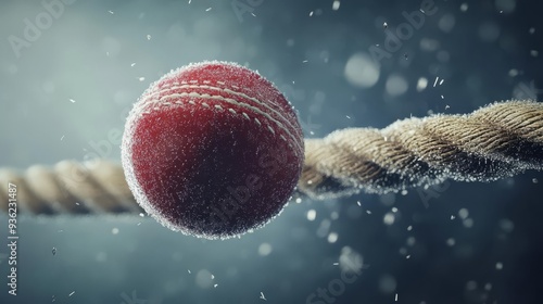 Cricket ball landing near boundary rope, intense moment, 3D illustration