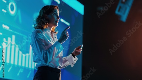 The woman giving presentation