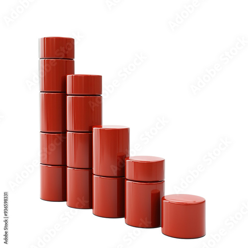 Red cylindrical containers stacked.