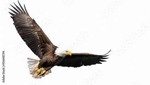 american bald eagle - Haliaeetus leucocephalus - is a bird of prey found in North America, mottled feather colors, isolated cutout on white background