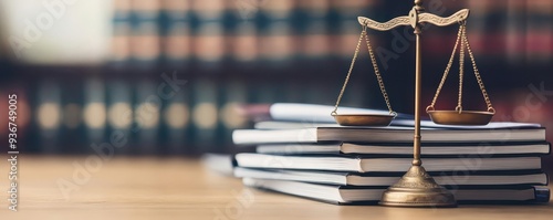 A lawyer s desk cluttered with legal briefs, representing the complexity of justice, lawyer, justice, legal briefs