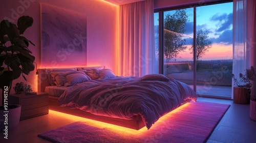 Modern Bedroom with Colorful