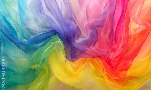 organza fabric in rainbow color.