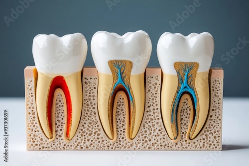 teeth with cavities, zoomed in on the tooth section showing decay