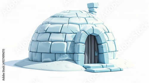 A cartoon igloo set against a white background