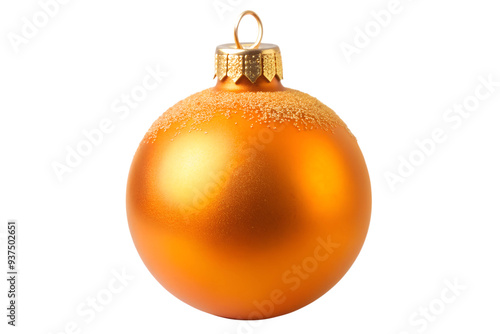 Simple orange Christmas bauble with glitter top, transparent