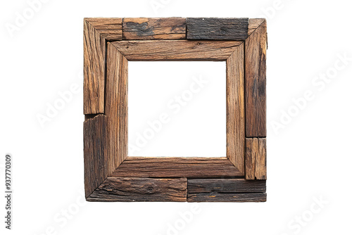 A rustic wooden picture frame with a unique design, perfect for showcasing art or photographs in a cozy setting.