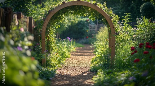 Natural garden arbor in an allotment garden : Generative AI