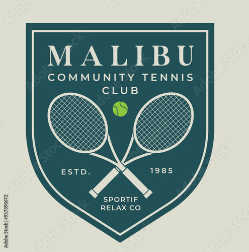 tennis logo, tennis club, two rackets and ball