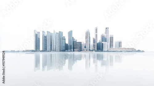 Cityscape of Singapore isolated on white background : Generative AI