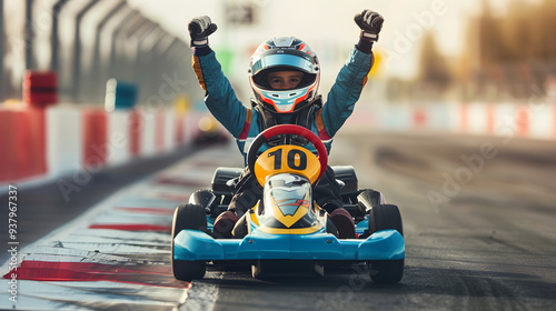 a Go-Kart Racer on the Track