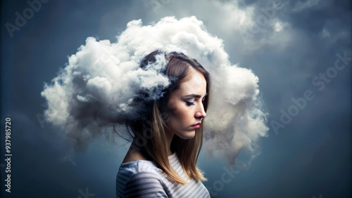 Woman With A Cloudy Head, Lost In Thought.