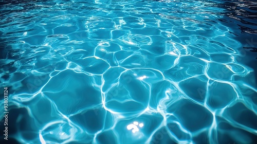 Stunning Top-View of Pristine Turquoise Pool Water with Ripples and Reflections, Ideal for a Serene Background or Wallpaper