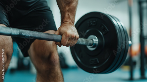 Weightlifter Performing Squat with Heavy Barbell