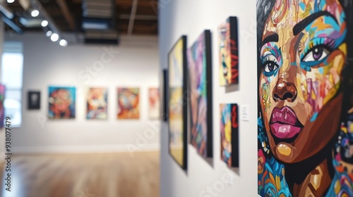 Visitors admire a vibrant art gallery featuring a diverse collection of artworks, showcasing cultural expressions from various artists in a welcoming atmosphere