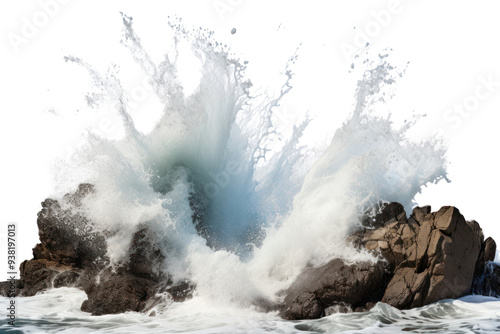 Fresh water splashes enchantingly as waves crash against the rocky beach.