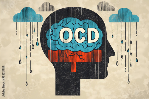 An abstract illustration depicts the mind of an OCD patient