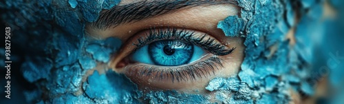 Someone has a blue eye , portrait, banner, copy space