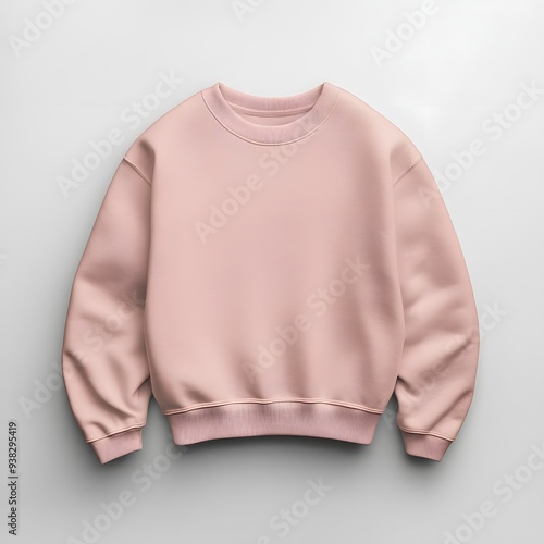 A plain pink sweatshirt mockup with a classic design displayed on a neutral background for a minimalist aesthetic. 