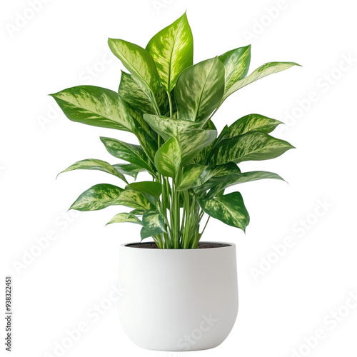 Green plant in a Pot, modern indoor tree on a transparent background