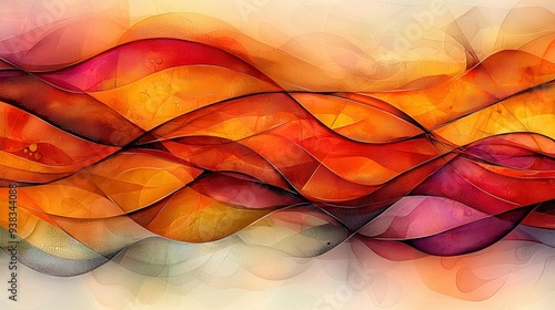  A vibrant tri-colored wave in an orange, red, and yellow hue reflects light at its base