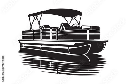 Pontoon Boat Silhouette Vectors: High-Quality Illustrations for Graphic Design