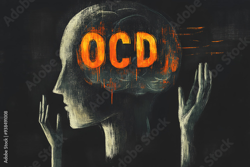 An abstract illustration depicts the mind of an OCD patient