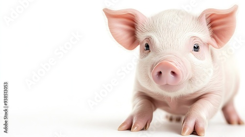 Little pink pig isolated on white background : Generative AI