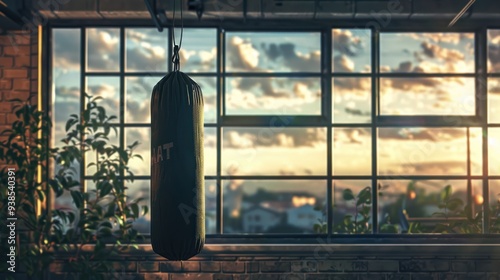 Punching Bag in Front of a Window