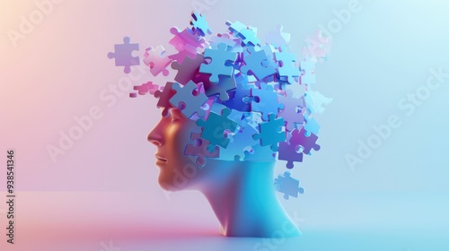 The intricate connection between creativity and intellect a 3D puzzle on a person's head