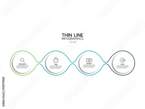 Infographic 4 Step timeline journey, Arrow flat simple infographics template for business, education, web design, banners, brochures, flyers. Vector illustration.