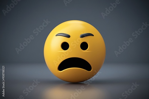 Three-Dimensional Dissatisfied Emoticon with Discontented Expression