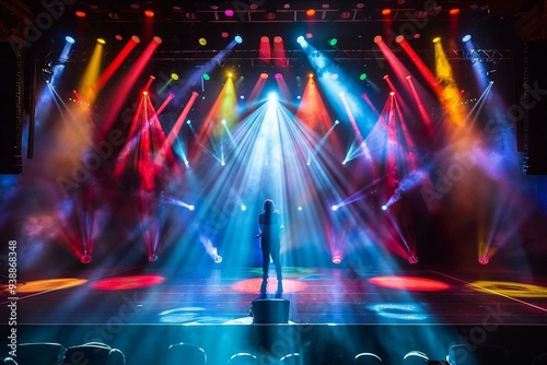 Luminous Stage Lights and Vibrant Spotlights Illuminate Concert Scene