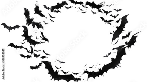 flying bats on transparent background.