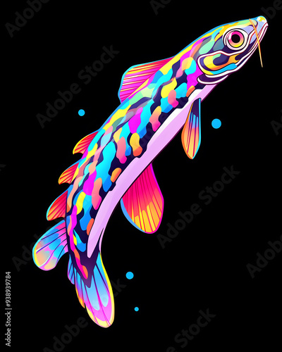 Zebra loach Fish symmetry layout illustration