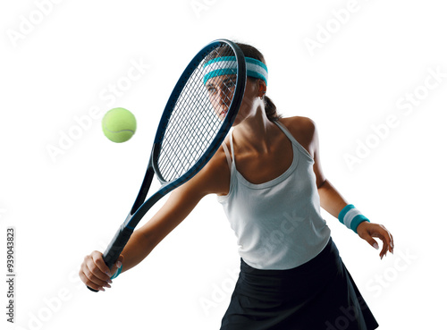 Woman hitting a tennis backhand