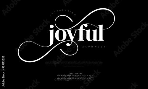 Joyful typography beauty fashion elegant minimalist serif italic fonts decorative wedding vintage retro logos. Minimal luxury font alphabet logo. Vector illustration