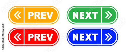 Next and previous button. Prev, next icon. Web buttons with arrows prev and next. Vector illustration.