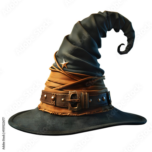 Halloween witch or wizard pointed hat isolated on transparent background