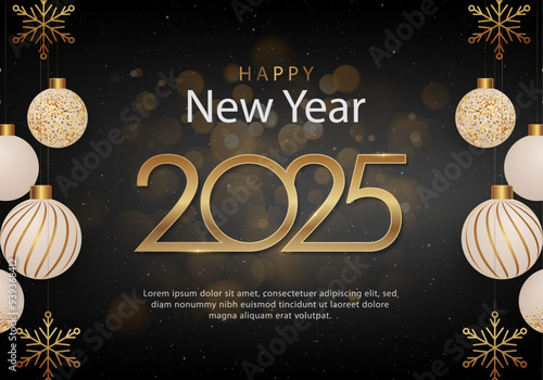 Happy New Year celebration template with golden and black colors background