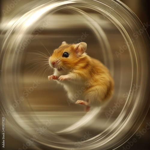 Hamster Running in Exercise Wheel