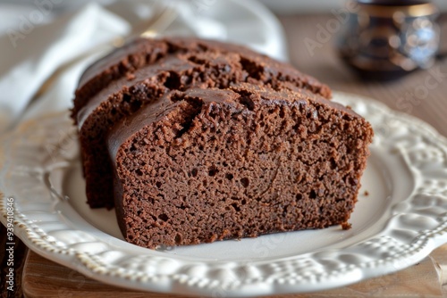 Freshly baked chocolate pound cake, sliced and ready to be enjoyed